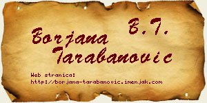 Borjana Tarabanović vizit kartica